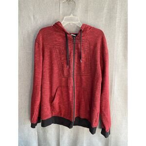 Vans Off The Wall Embroidered Logo Zip-Up Sweatshirt - Red Heather - Large